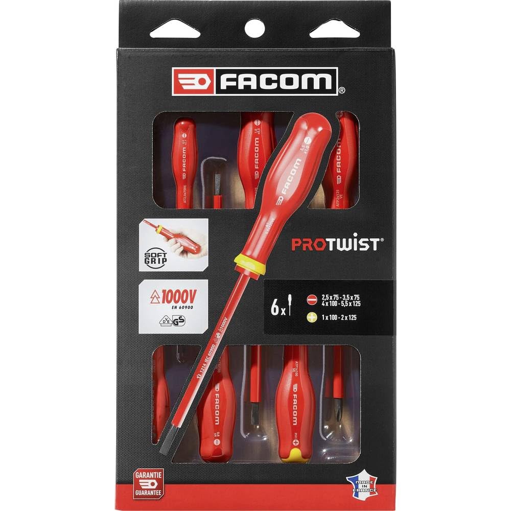 Facom ATPVE.J6PB-JUEGO da 6 DESTORNILLADORI AisLADOS PLANOS/PH 1000 VOLTIOS