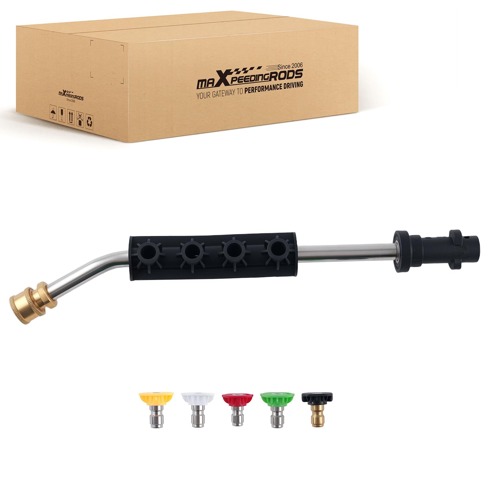maXpeedingrods High Pressure Washer Wand, Extension Washer Lance with 5 Nozzle Tips 1/4" Quick Connect for Karcher K2-K7 K Series Cleaning Roof Car Garden Sidewalk Wall