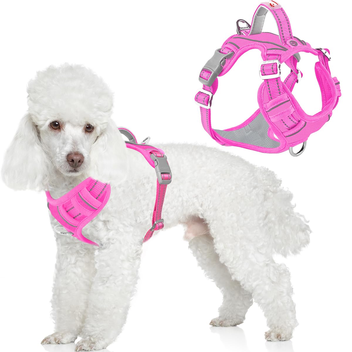 BARKBAY Dog Harness No Pull Oxford with ID Tag Pocket - Heavy Duty, Reflective, Easy Control for Large Dogs(Pink Oxford,S) — image 1
