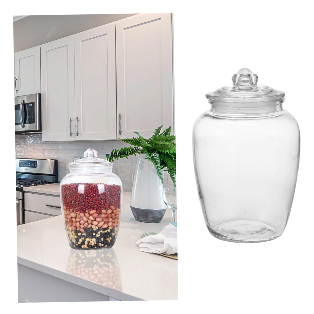 Toyvian Großer Durchsichtiger Glas Lagerbehälter 2200 ml Luftdicht mit Deckel für Getrocknete Früchte Nüsse Haushalt