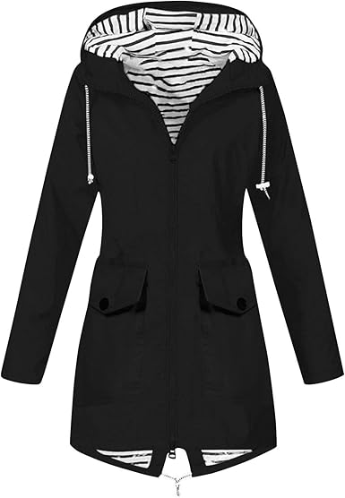 OIOLOYJM Yellow Rain Jacket Womens Waterproof with Hood Light Weight Jackets for Women Casual Fall Winter Plus Size Raincoat