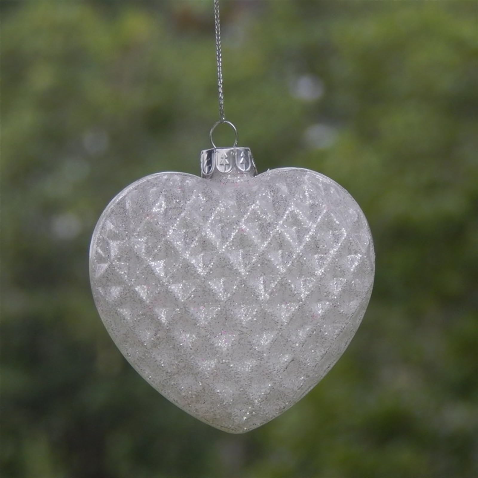 LUGEMA Decorazioni dell'albero di Natale Bianco concavo concavo Love a Ciondolo in Vetro Dipinto a Sfera Vetro a Sfera Vera