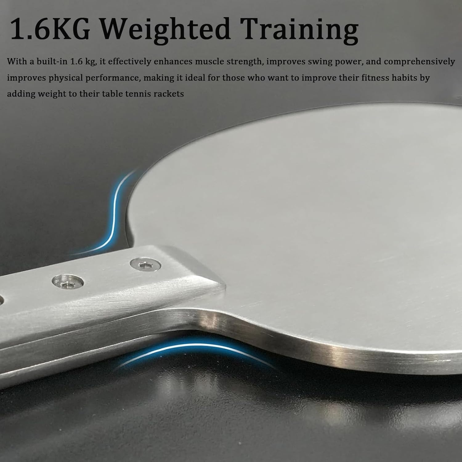 Stainless Steel Table Tennis Paddle, 1.6kg Weighted Training Racket, with Ergonomic Comfort Grip, for Strength Training, Fitness Practice Amateur and Professional Table Tennis Players
