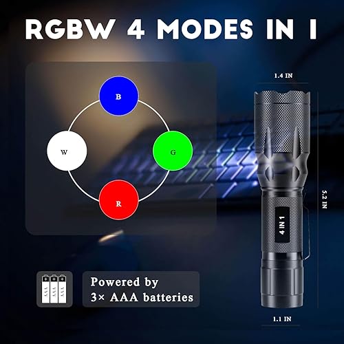 Miniatura 9 de Linterna roja mejorada, blanco brillante y opciones de luz roja de alta y baja potencia con memoria, lente de zoom, linterna pequeña LED portátil