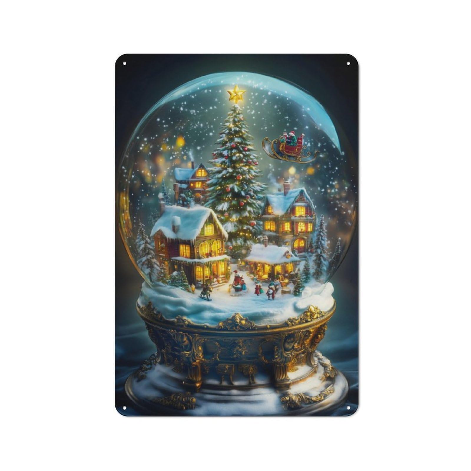 Junmoney Snow Globe Metal Sign 30X20cm With For Home Bar Wall, Rustic Decor, For Collectors Decorating Home Bars And Entertaining Spaces