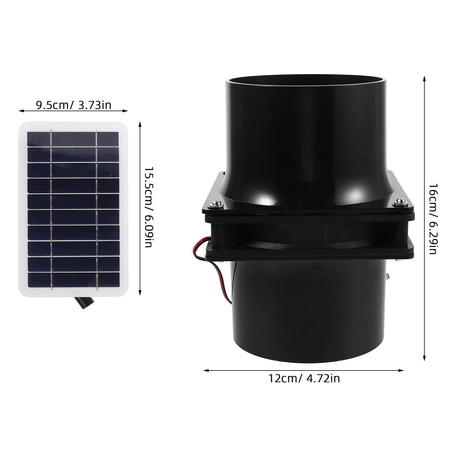 Ventilatore Estrattore Solare 10w per Canile, Ferro Nero | Ventilazione Automatica, Raffreddamento Esterno, Montaggio Semplice, Circolazione Aria, Uso in Ricoveri Animali