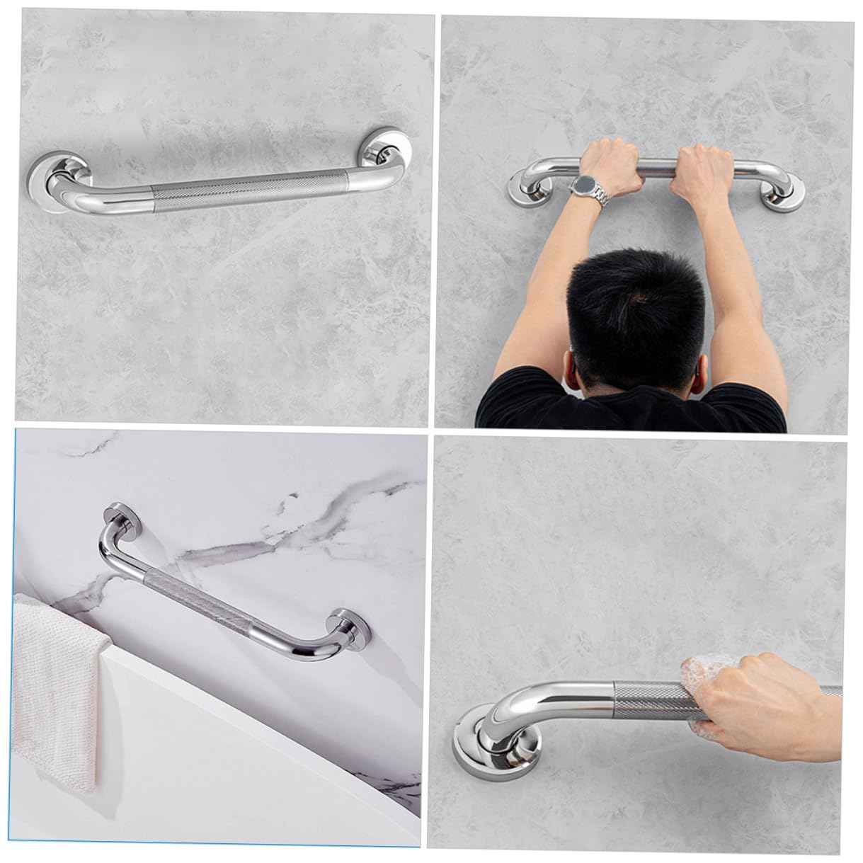 VILLCASE Barra de Apoyo para Baño 40 Cm Acero Inoxidable 304 Antideslizante Pasamanos de Seguridad para Personas Mayores Baño Ducha Soporte Estable para Movilidad y Accesibilidad