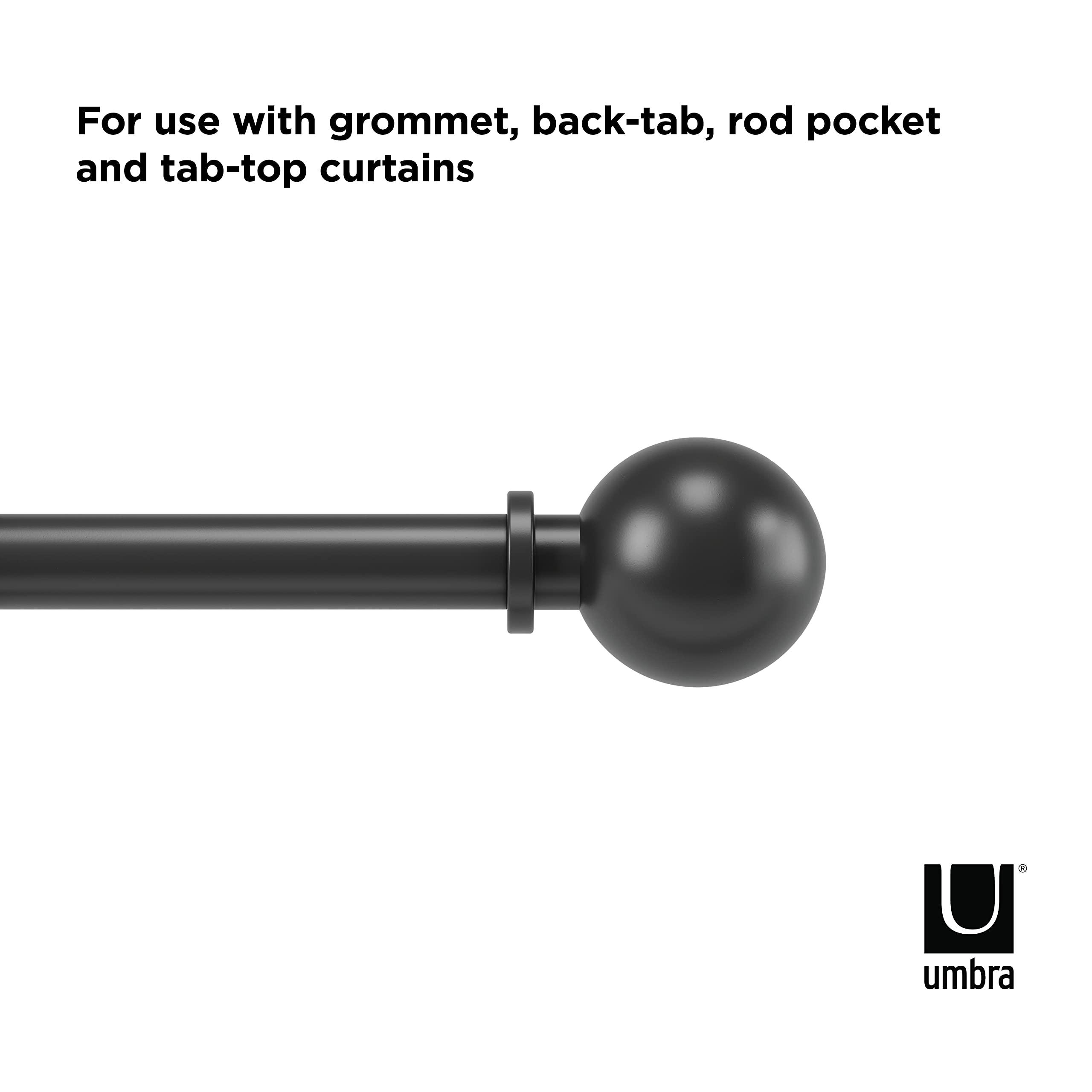 Tringle à Rideaux Télescopique Umbra Bolas Noir Mat – 184 à 367 Cm, Finition écolo
