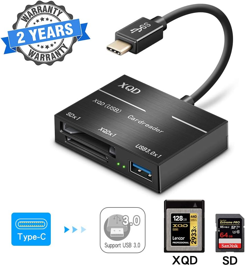 XQD/SD Card Reader Type C, Opluz Dual Slot USB 3.0 Flash Memory Card Reader with High Speed up to 5Gbp/s for SD(HC/XC), Sony G Series, Lexar USB Mark Card, Compatible with Windows/Mac OS System