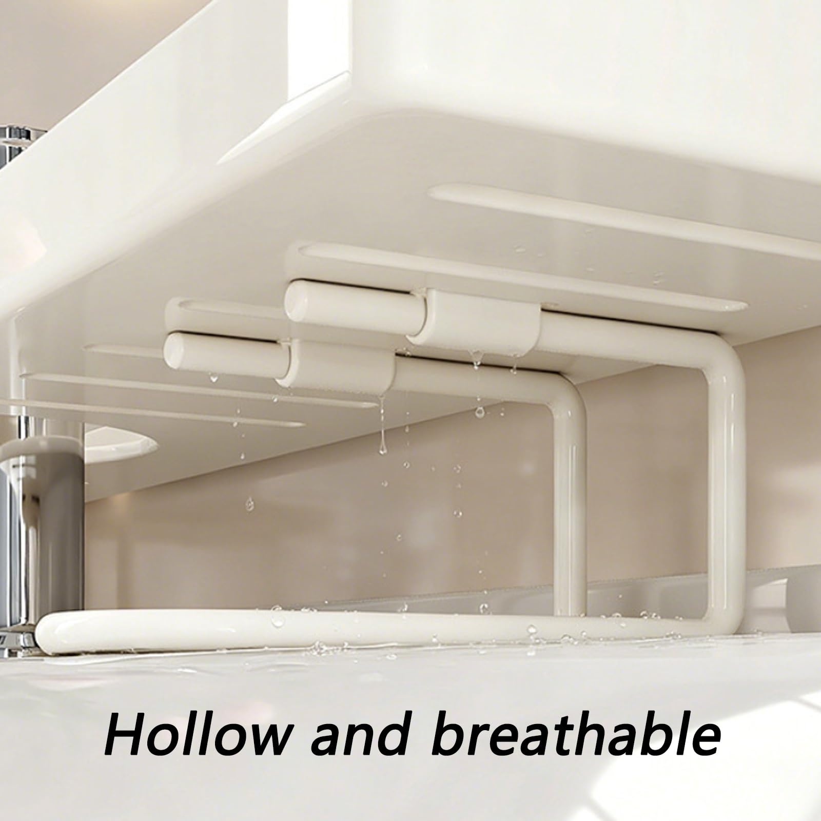 Waschbeckenablage, Wasserhahn-Organizer für Badezimmer, Leicht zu Entleeren, Robust und Langlebig, Platzsparend(White,50cm/19.7in)