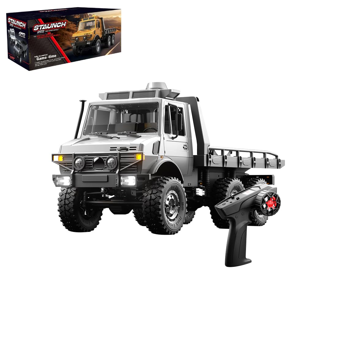TinyWizTo 1/18 6WD All-Terrain Off-Road RC Emergency Truck, 2.4G 15KM/H High Speed Crawler Model, Ideal (Silver)