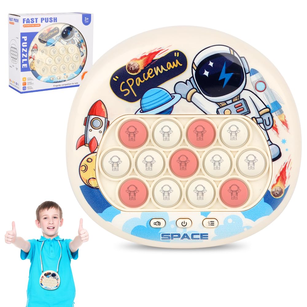 Pop It Electronic Quick Push Game, 4 tryby Pop it Fidget Toy Quick Push, bąbelkowa zabawka sensoryczna do rozwoju i treningu koncentracji (astronauci)
