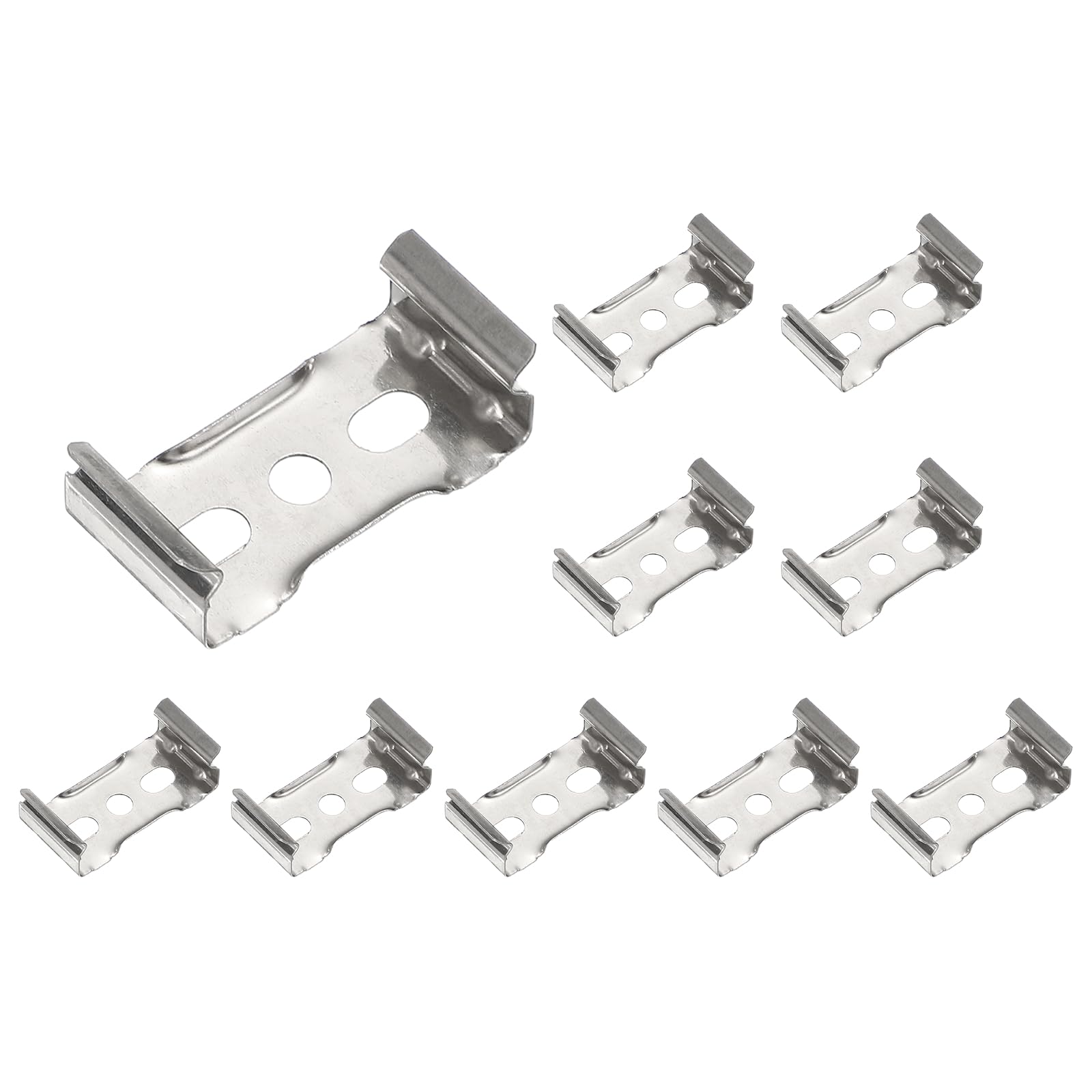 sourcing map 25 Pcs T8 Clips Bracket Hanger for LED Light Bulbs 1.1"x0.6"x0.4" One-Piece LED Fluorescent Tube Replacement Mounting Accessories with Screw for Lamp Holder Support Pipe, Silver