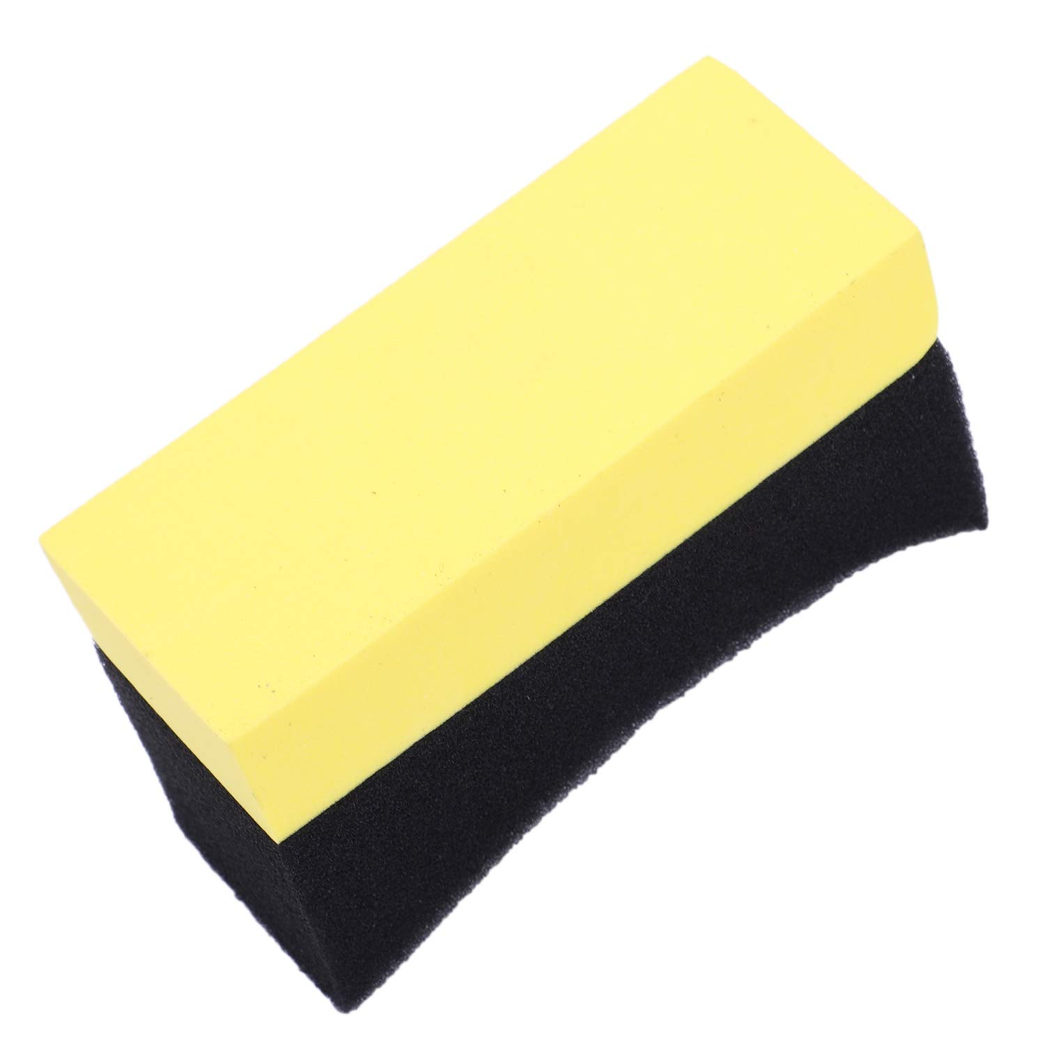 Oikabio 5 Spugne In Schiuma EVA Per Applicatore Pneumatico Di Lucido Per Pneumatici - Cuscinetto Curvo Nero+Giallo 35x100x60 Mm Per Uso Professionale - 2