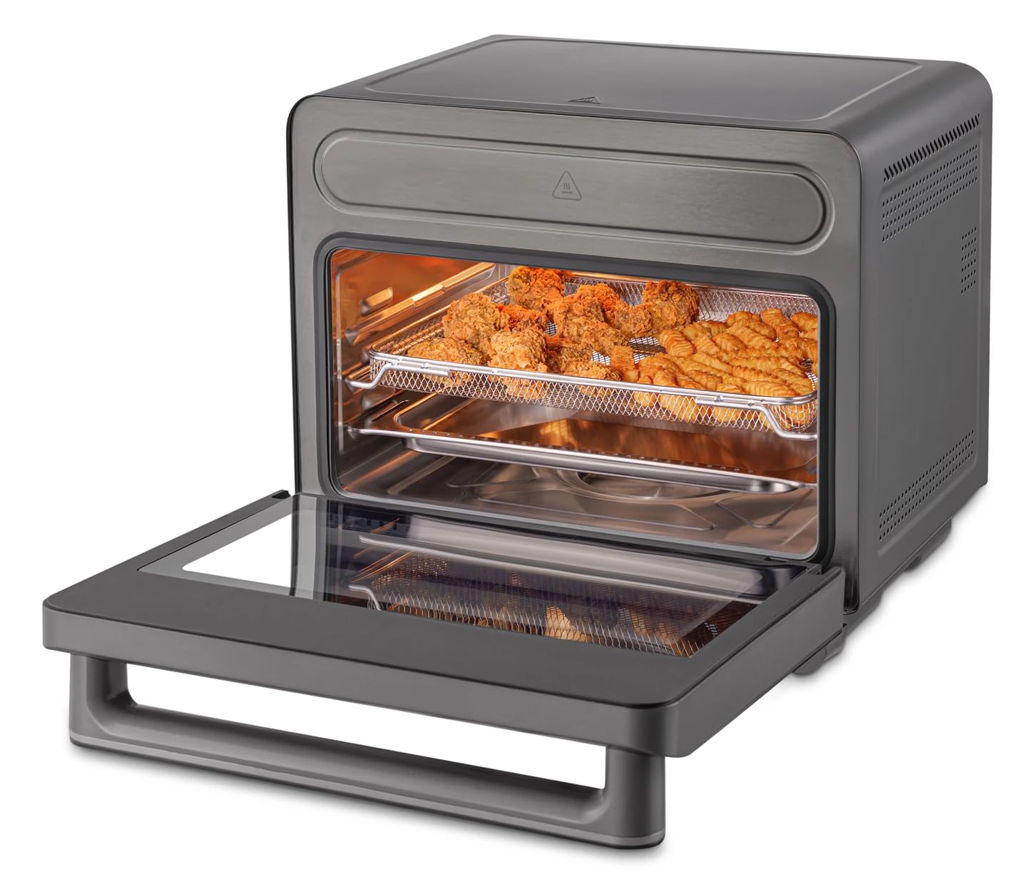 Trisa Air Fusion Pro 24L Mini Dampfbackofen – Kombigerät Heißluftfritteuse & Dampfgarer, 8 Automatik-Programme, Edelstahl-Garraum, LED-Display im Griff, 30–230°C, Inkl. Backblech & Rost