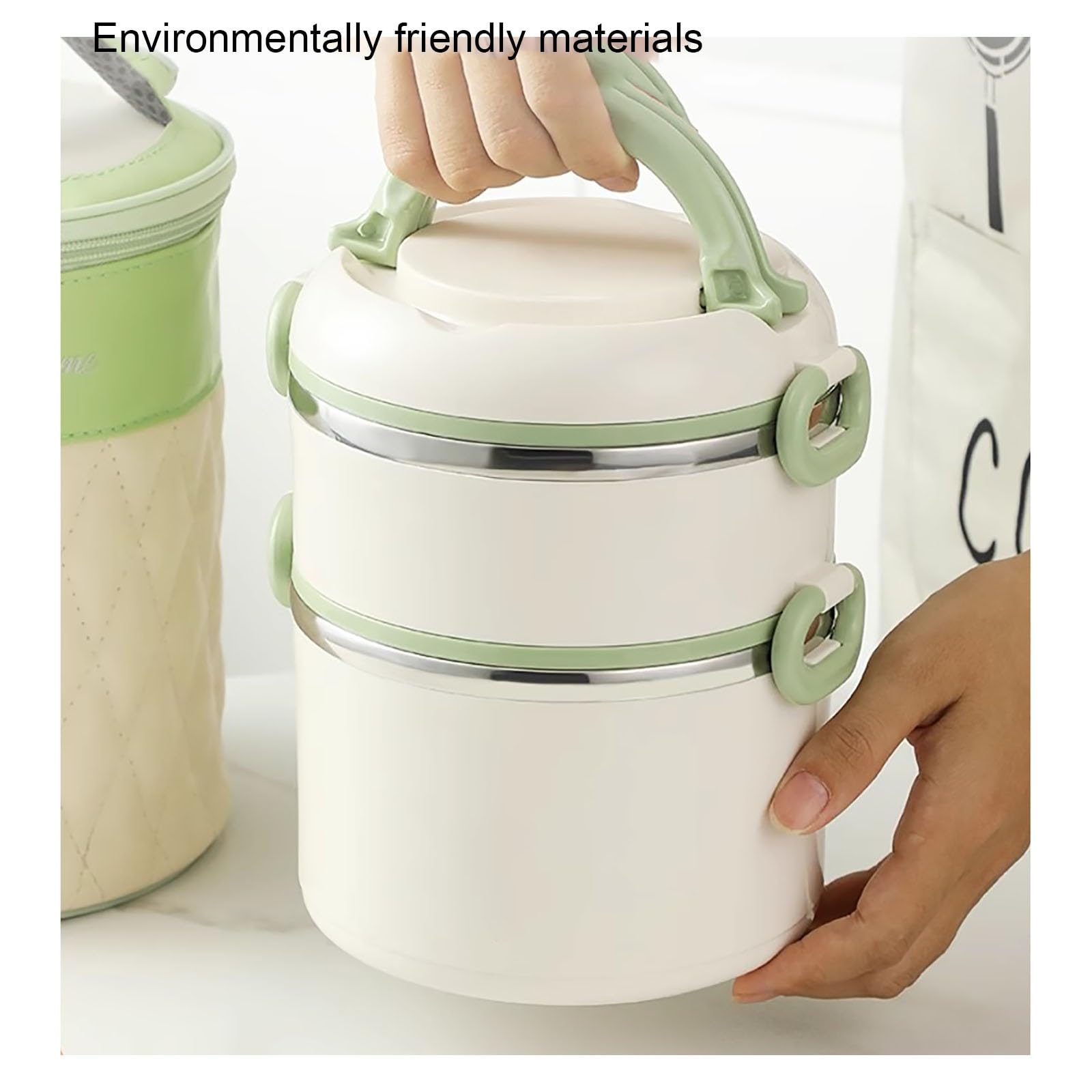 Fiambrera, Bento box, Bolsa de Almuerzo Aislada, Lonchera Apilable de Acero Inoxidable con Aislamiento, Loncheras de gran Capacidad(Yellow,Large)