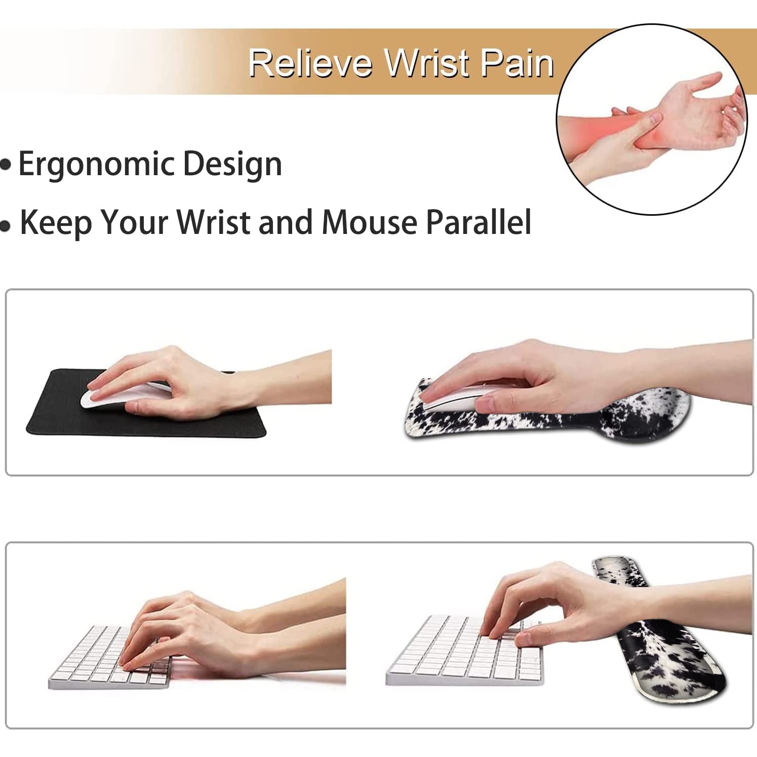 Tappetino per mouse ergonomico con supporto per il polso e poggiapolsi in memory foam, tappetino per mouse in gel con base antiscivolo in PU, poggiapolsi per tastiera per casa, ufficio, tappetino per