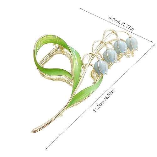 Miniatura 2 de Flor elegante lirio de valle garra de pelo tiburón clip mujeres encanto desgaste captura flor metal horquilla rama hada clips