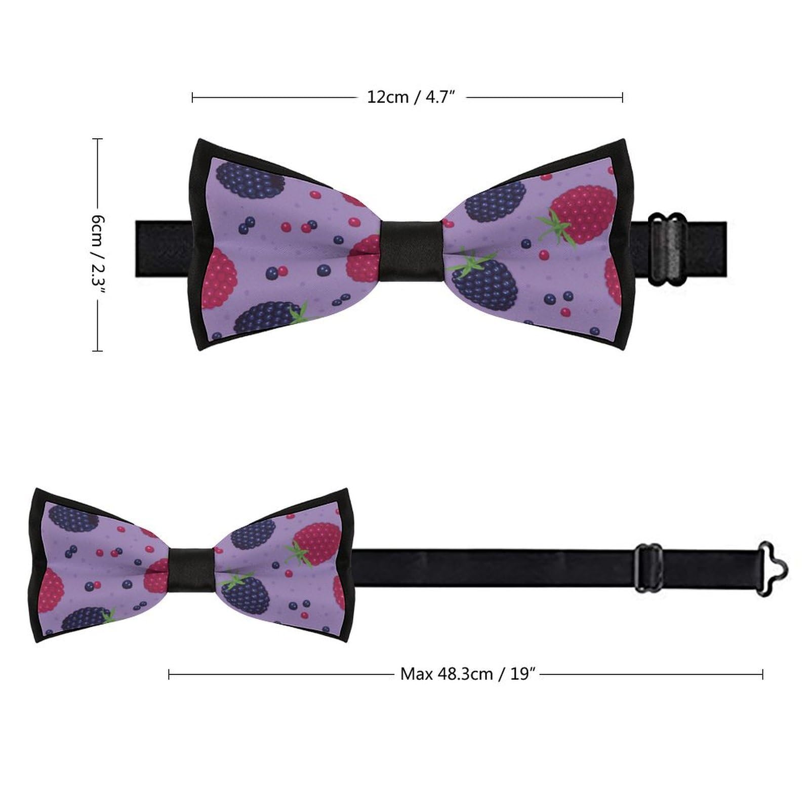 JYYAU Fruit of Raspberries Pattern Bow Tie Adjustable Necktie For Men Business Fashion Pre-tied Tie Neckwear Novelty Accessory For Weddings Party Festival