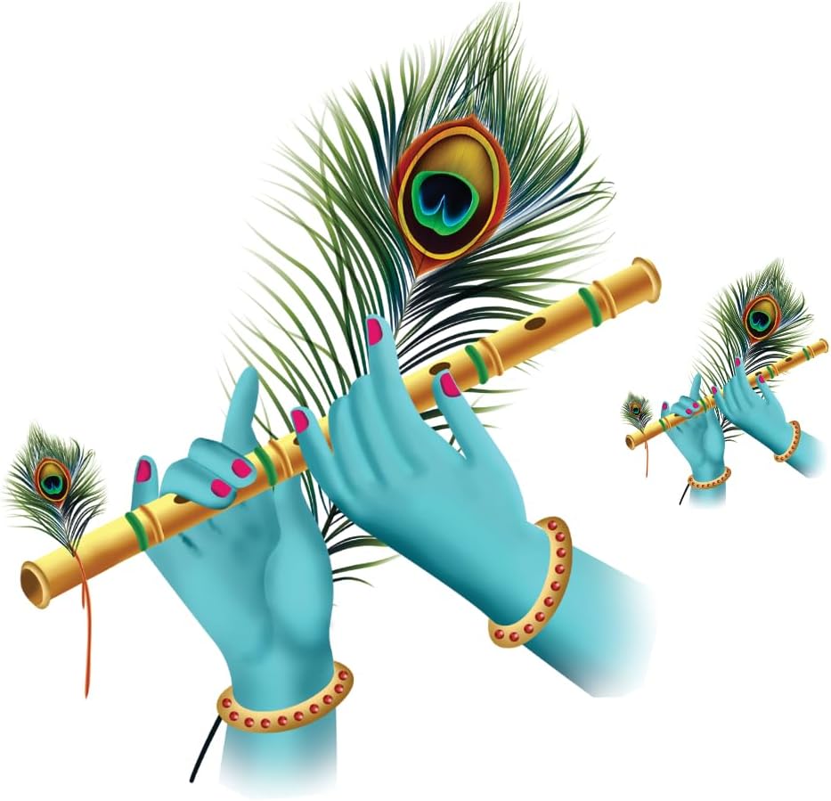 PVC Flute in Hands Krishna Wall Self-Adhesive Sticker for Living Room, Bedroom, Kids Rooom, Office (Size - 40 Cms X 48 Cms)