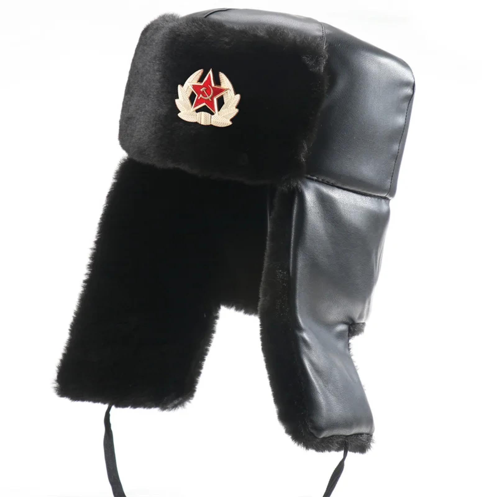 Gorros De Aviador Gorros De PU para Invierno Gorro Cálido para Nieve para Mujeres Y Hombres Gorros Térmicos con Orejeras Sombrero para Exteriores