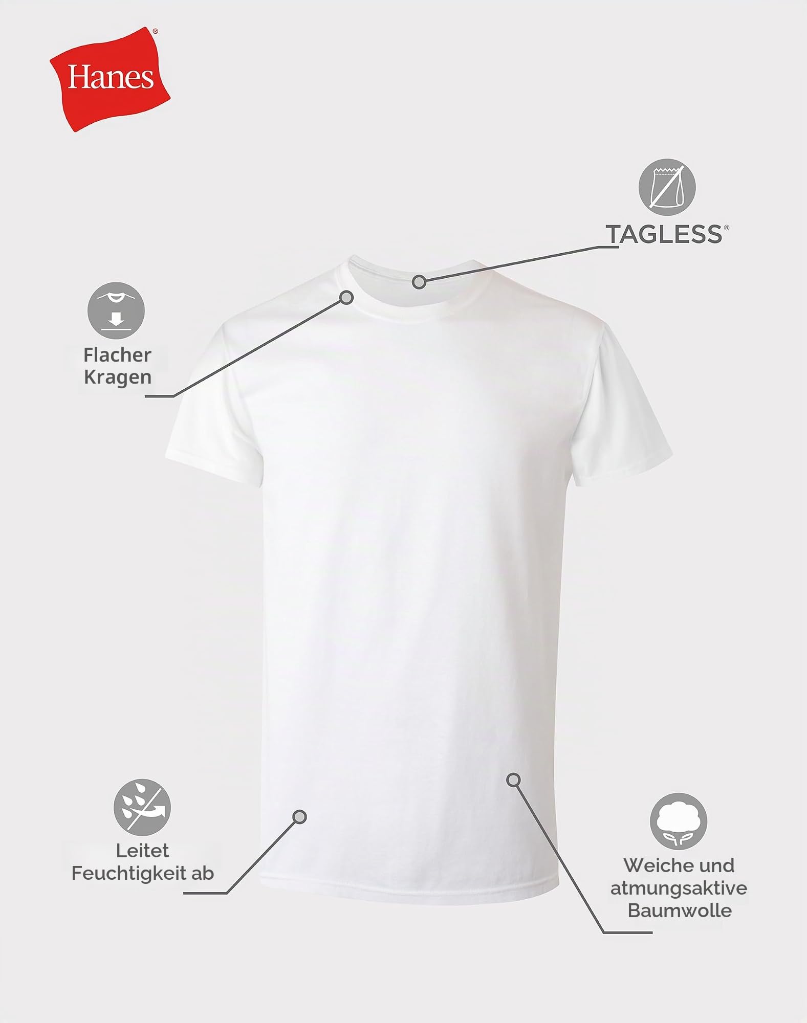 Hanes Herren 2135p6 T-Shirt (6er Pack)