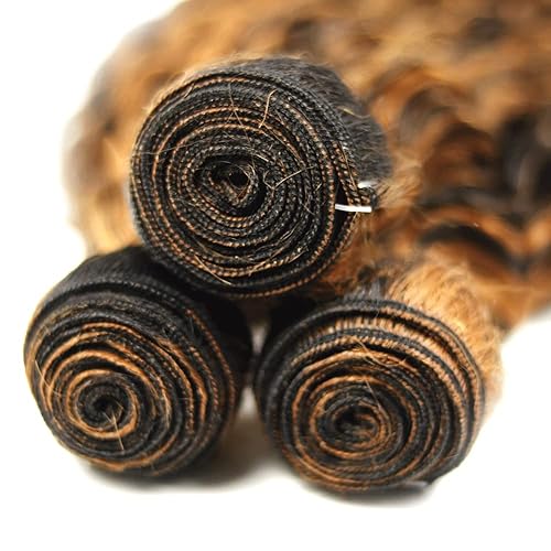 Miniatura 4 de P1B30 paquetes de cabello humano rizado marrón de 22, 24 y 26 pulgadas, extensiones de cabello humano virgen sin procesar, 3 paquetes de color #30,