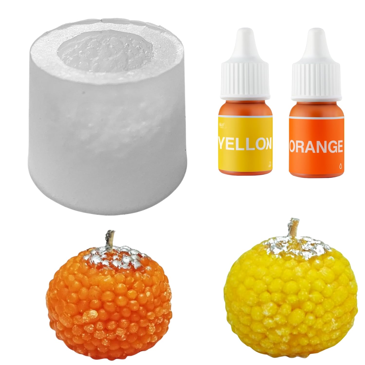 R Wellness® - Ladoo Shape Silicone Mold 3D for Candle Making Motichoor Laduu Mould Soap Resin Art and Craft with Yellow and Orange 5 Ml Each Color Candle Making Kit-image-25