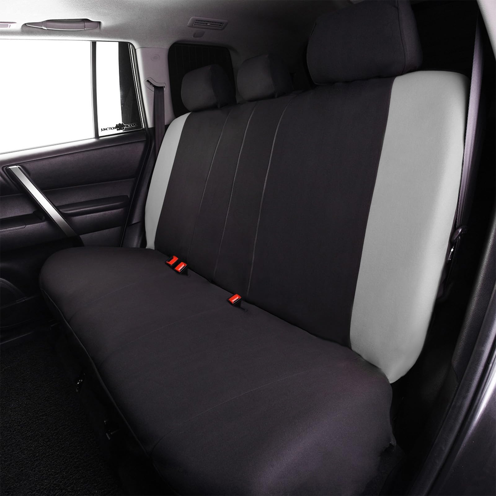 Flying Banner Juego Completo de Fundas universales de Malla Transpirable para Asiento de Coche, Protector Compatible con airbag (Negro y Gris)