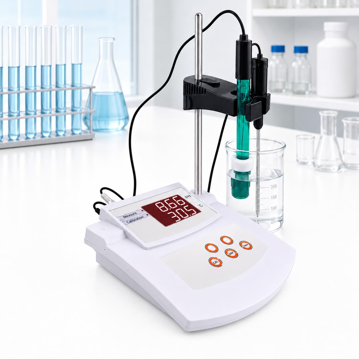 TsoLay Desktop Laboratory PH Meter, Auto Calibrating Acidity Meter with 2 Points Auto Calibration, 0.00~14.00PH Measurement Range, LCD Display Screen for Environment, Laboratory, Ecology