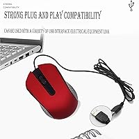 Vista 3 de Ratón de computadora USB con cable con diseño ergonómico, ratones de computadora USB para computadoras portátiles y PC, oficina y hogar (negro, rojo)