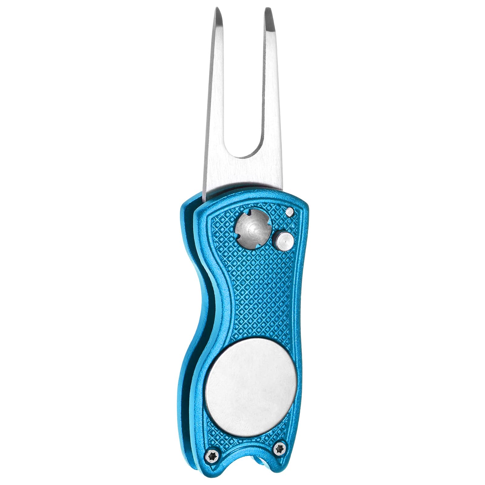 TIXIPEM Foldable Switch Divot Repair Tool Green Fork Tines, Blue