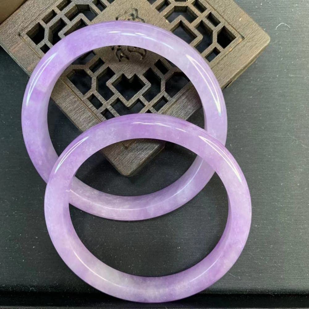 Braccialetto di Giada da Donna, Braccialetto di Giada Viola, Braccialetto di Giada con Barra Larga Media, per Gli Amici, con portagioie, 53-64 mm, 57-58 mm(61