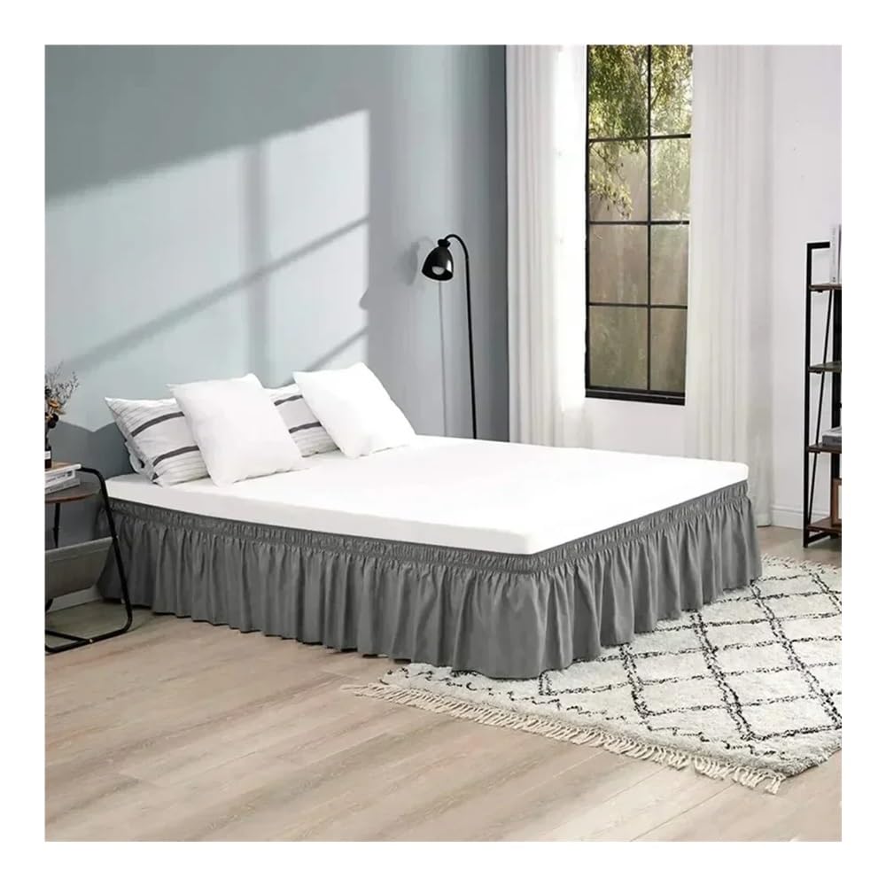 1 mantovana giroletto avvolgente con fascia elastica, senza superficie del letto, per letto doppio, matrimoniale, king size, per decorare la casa (grigio scuro, matrimoniale 190,5 x 99 x 40 cm)