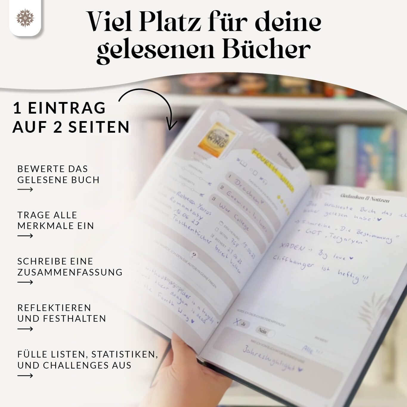 Lebenskompass Buchclub XXL - Das Lesetagebuch & Book Journal "PEARL" - Hardcover DIN A5 Tagebuch für Erwachsene - Book Club Reading Bullet Journal Tracker - Booktok