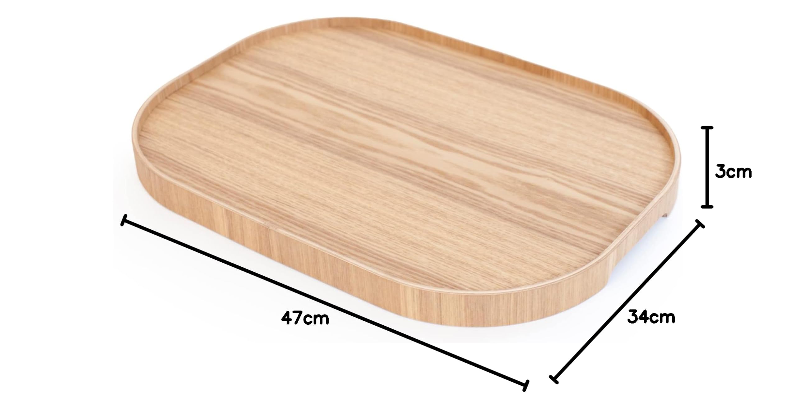 Vassoio da portata antiscivolo. Vassoio portatile per colazione, pranzo, cena. Legno di salice naturale. GRANDE (47x34x3 cm)