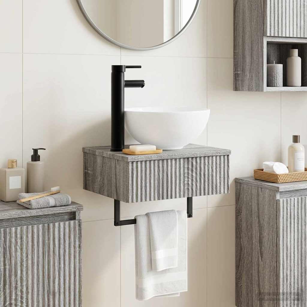 Genérico Lavabo de Lavado Montado en la Pared Sonoma Gris,Mobiliario,Armarios y Almacenamiento,Tocadores de baño,40 x 35 x 39 cm-890174