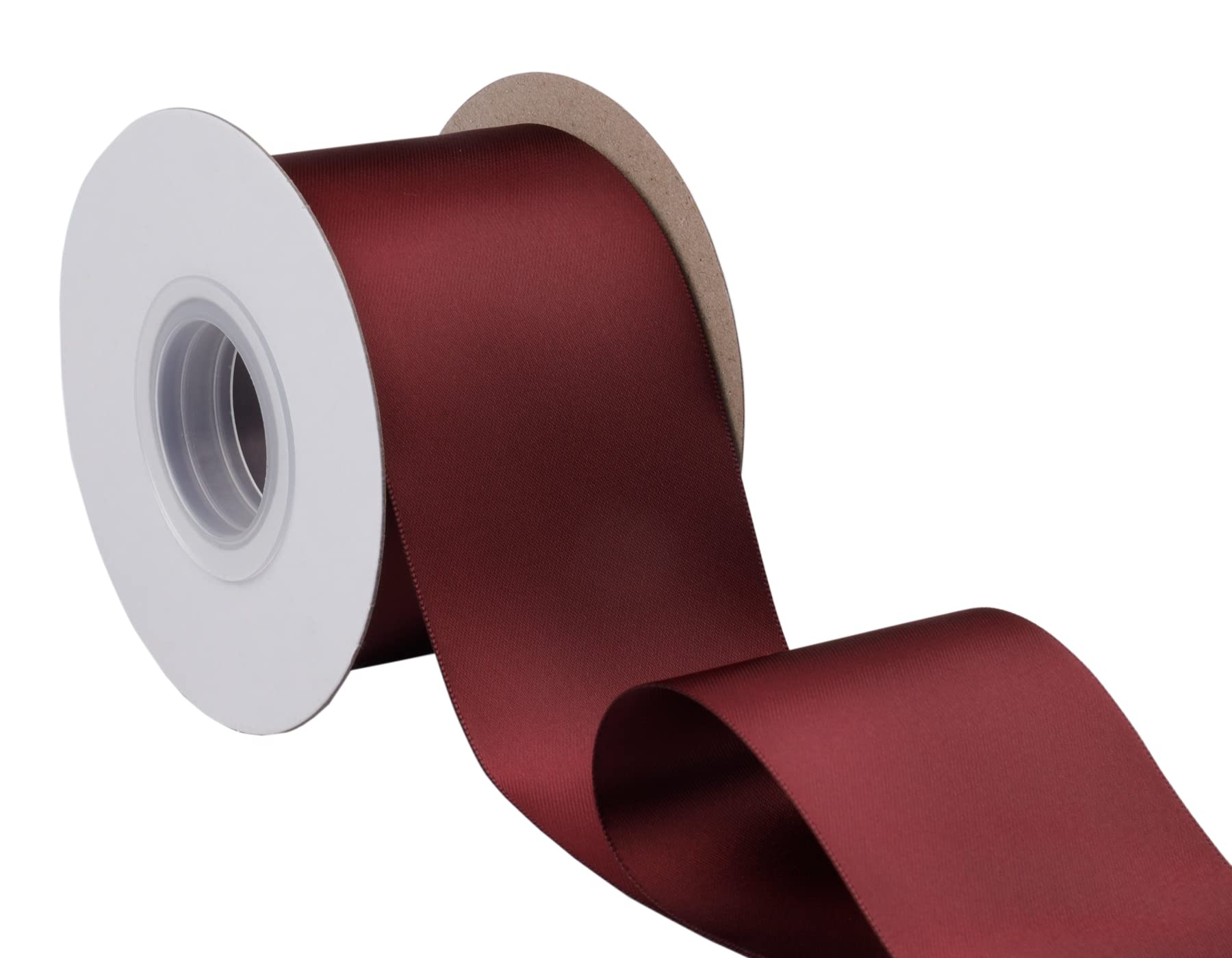 Fondersy 63mm X 22M Double Faced Satin Ribbon Burgundy Polyester Ribbon for Gift Wrapping Wedding Decoration Floral Arrangement Crafts - Image 3
