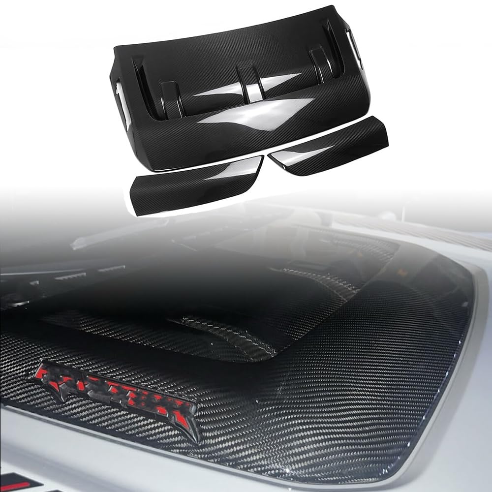 Jogon Dry Carbon Fiber Engine Hood Air Outlet Vent Trim for Ford F-150 Raptor 2021 2022 2023 2024 Front Hood Vent Cover Panels, Air Flow Intake Decals (Glossy CF)