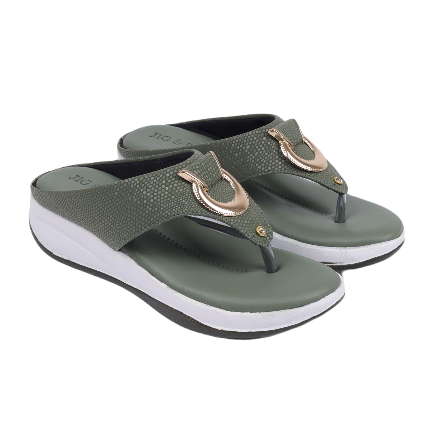 JIG & SID Women & Girls Flip-Flops Slippers Light weight, Soft Footbed, Comfortable & Stylish Wedges Slip On Slipper For Casual Wear & Formal Wear (J_S_110625_Green_5) (B0D6RZ5GK5) Amazon Price History, Amazon Price Tracker