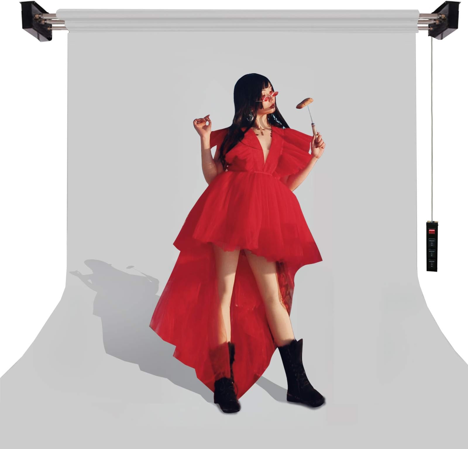 Pro 3 Roller Motorized Heavy-Duty Wall Ceiling Mount Background Support System for Photography Paper Backdrop