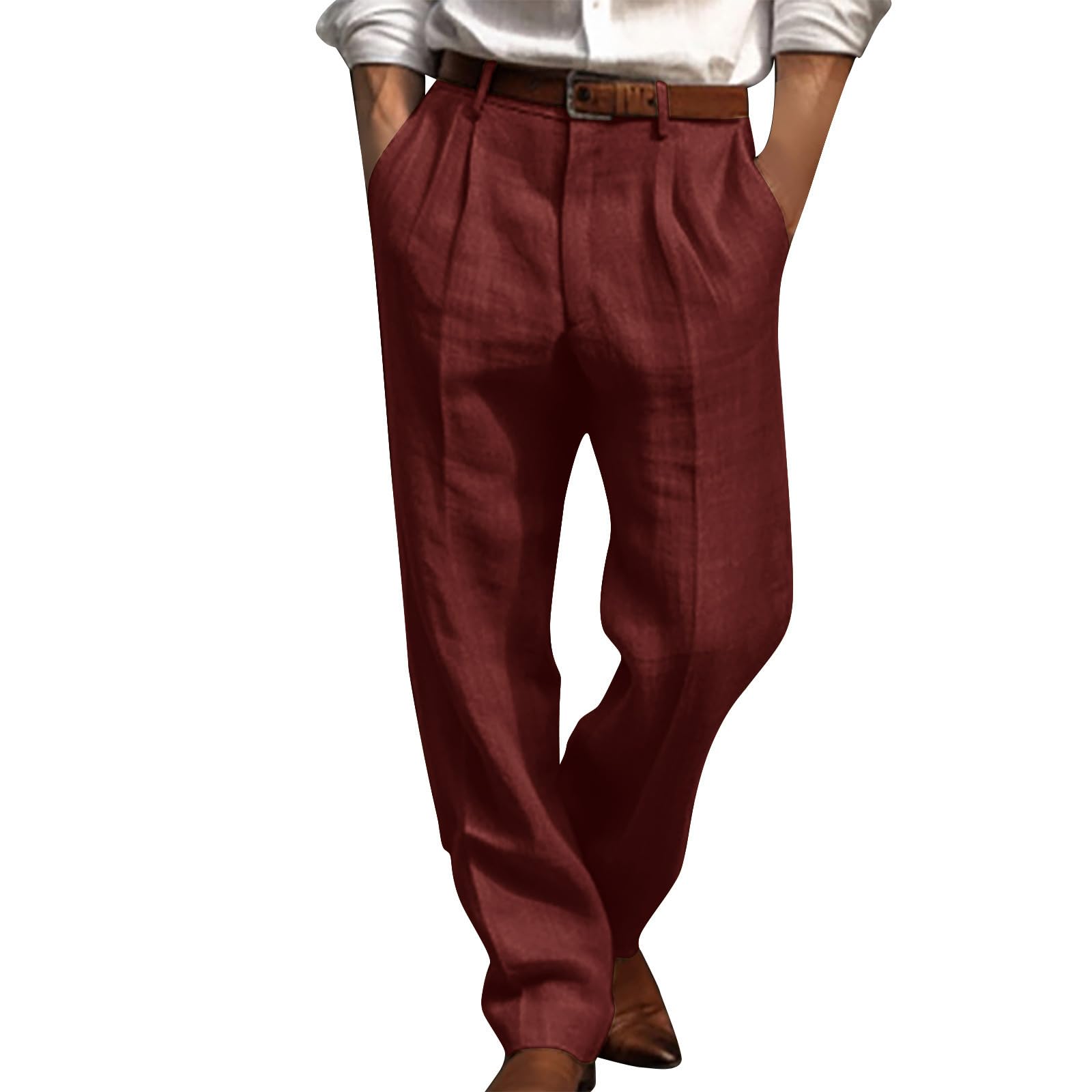 Mens Business Casual Pleated Trousers Pleat Front Regular Fit Pants Dress Pants for Office or Casual Wear