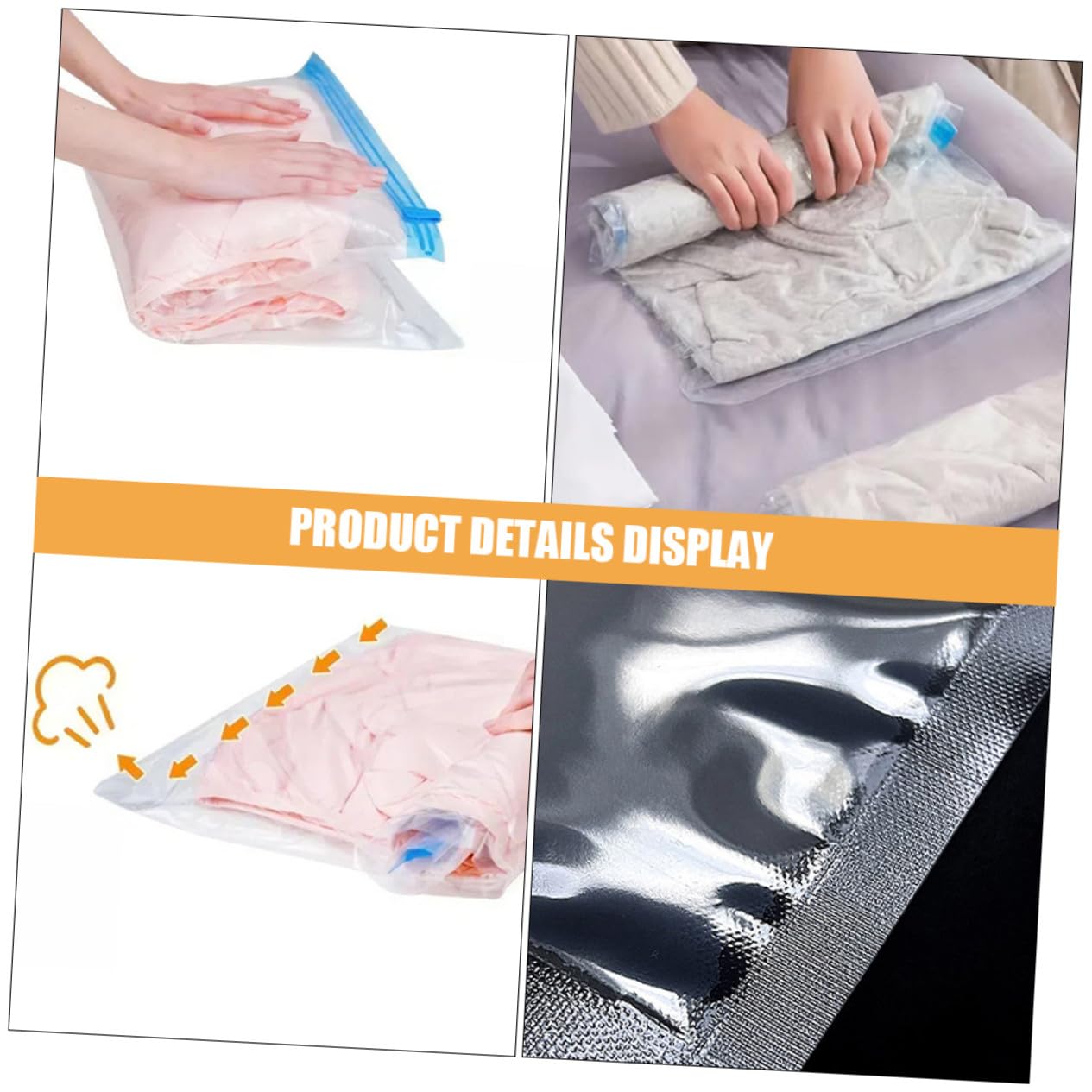 12 Stück Teiliges Transparente Wiederverwendbare Handroll Vakuum Kompressionsbeutel aus Pa PE Luftdicht Platzsparend für Reisegepäck Kleidung Socken ohne Pumpe für Koffer und