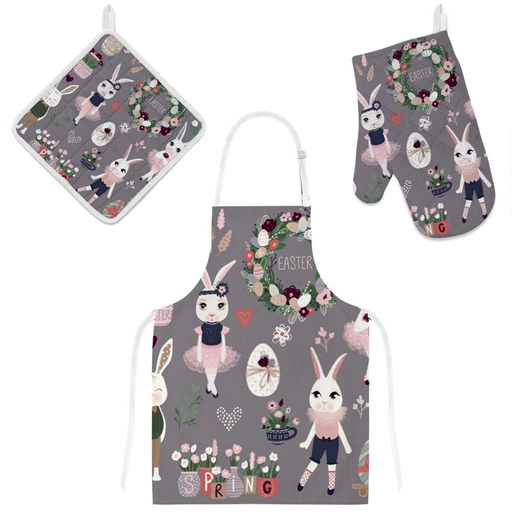 Tabliers de cuisine lapin gris en polyester Chehong (lot de 3) pour protéger vos vêtements