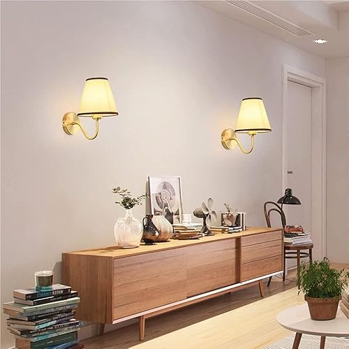 Miniatura 6 de Aplique de pared vintage de una sola cabeza, embudo de lino, lámpara moderna para mesita de noche para dormitorio, mesita de noche, lectura, loft,