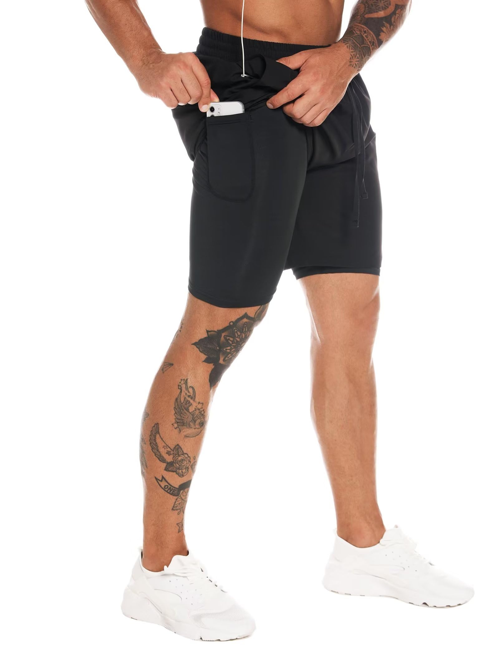 Herren 2-in-1 Workout Laufshorts 7" Schnell trocknende Athletic Shorts mit Liner Gym Trainingsshorts für Männer