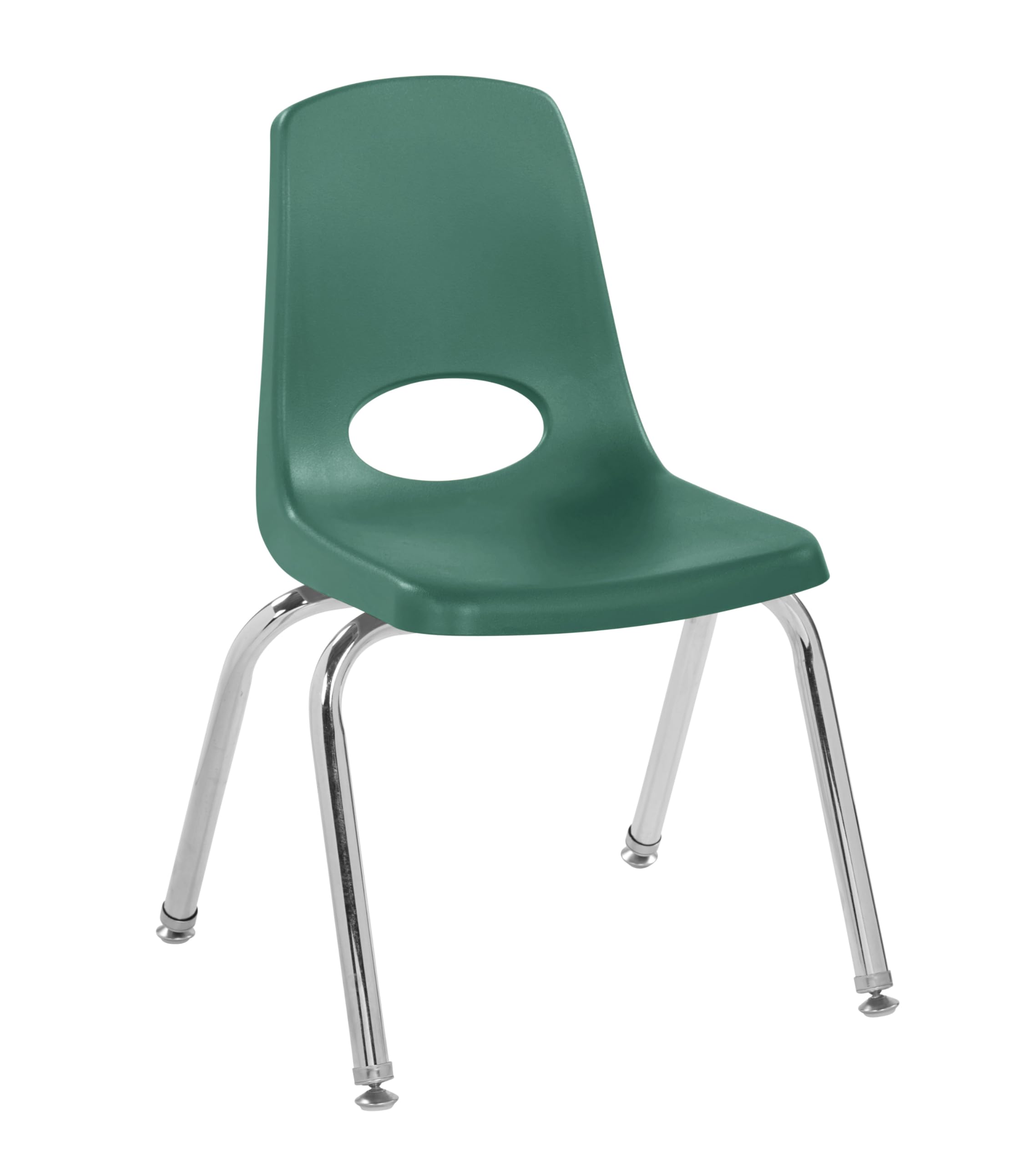 FDP 14" School Stack Chair, Stacking Student Seat with Chromed Steel Legs and Swivel Glides for Classroom, Homeschool or Learning Space - Green, 11558-GN