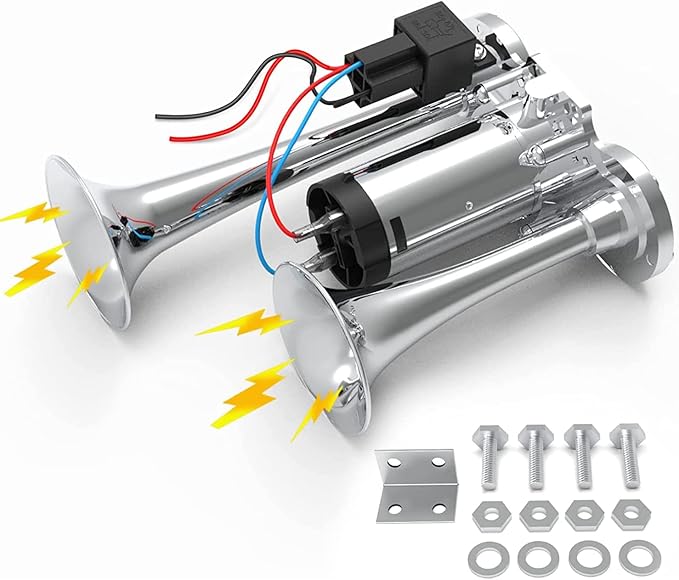 Truck Train Air Horn,12V 150db Air Horn Kit for Truck Car Super Loud Train Horn for Truck, Dual