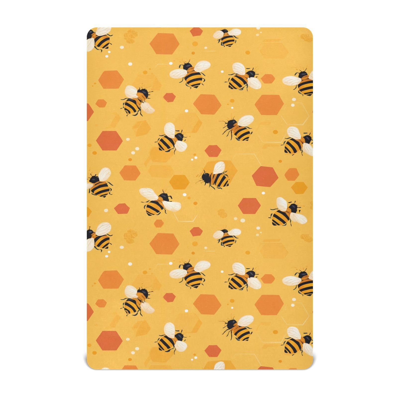 Crib Sheet Breathable Soft Crib Mattress Sheet for Baby Toddler Boys Girls Fitted Pack n Play Crib Sheet Fit Standard Crib Mattress 39 x 27 Inch Orange Honeycomb Hexagon Bee