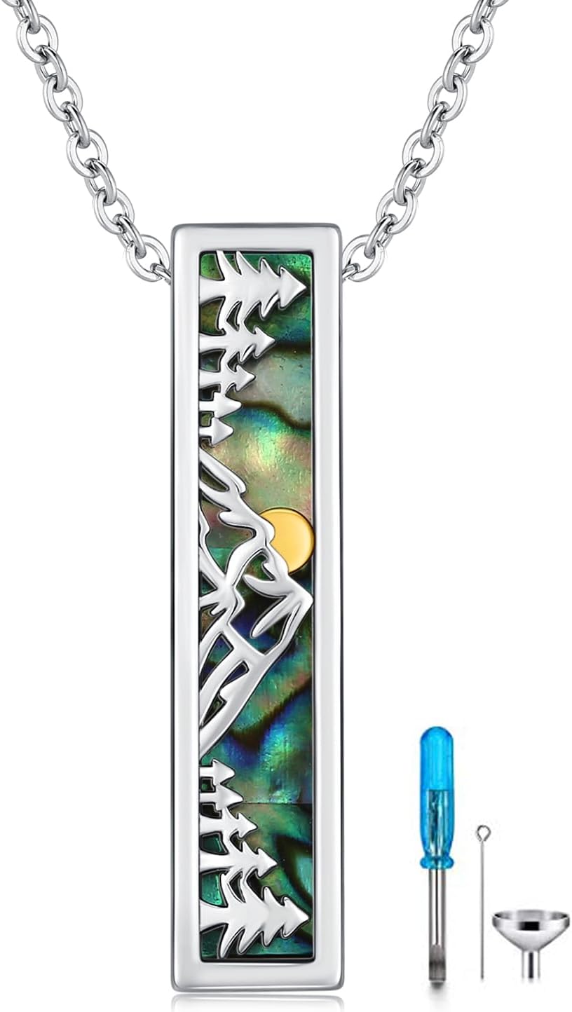 TUGHRA Dragonfly Cremation Jewelry Ashes Necklaces for Women Men Urn Pendant Necklace for Ashes 925 Sterling Silver Abalone Shell Memorial Gifts Keepsake